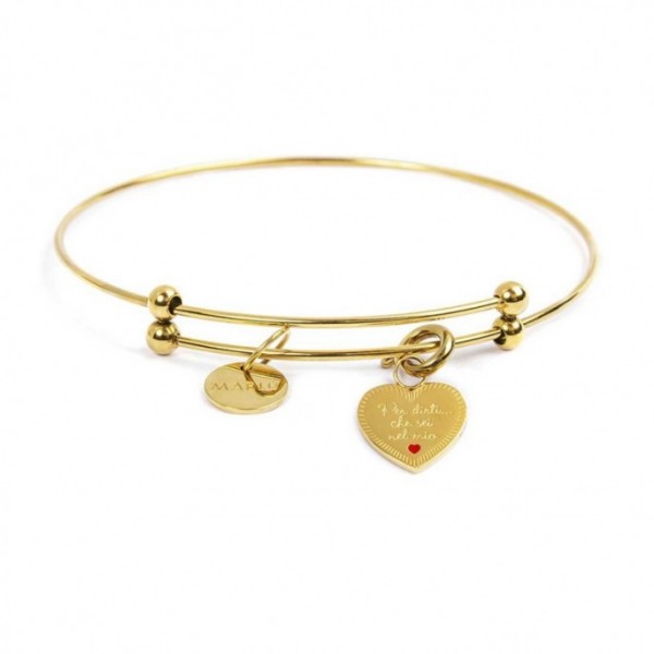 BRACCIALE RIGIDO CON PENDENTE CUORE ZIA - Gioielleria Fondente