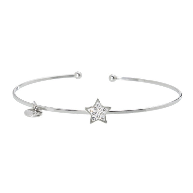 18br094 Bracciale rigido cuore con strass