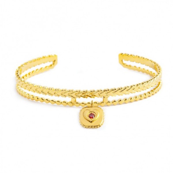 18br177g Bracciale rigido doppio con quadrato e cuore
