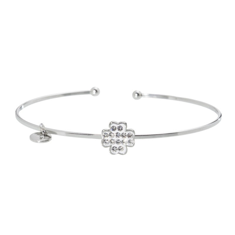 18br093 Bracciale rigido quadrifoglio con strass