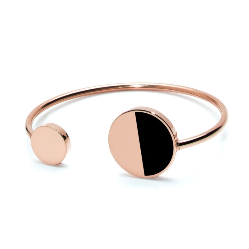 2br0050r-nr Bracciale rigido rosè con acrilico nero
