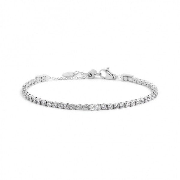 2br0106-w Bracciale tennis zirconi bianchi e zircone baguette centrale