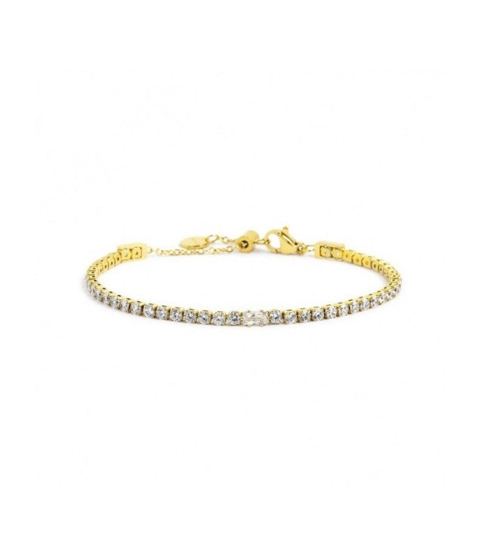 2br0106g-w Bracciale tennis zirconi bianchi e zircone baguette centrale