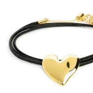 Bracciale triplo filo con cordino cerato con cuore irregolare