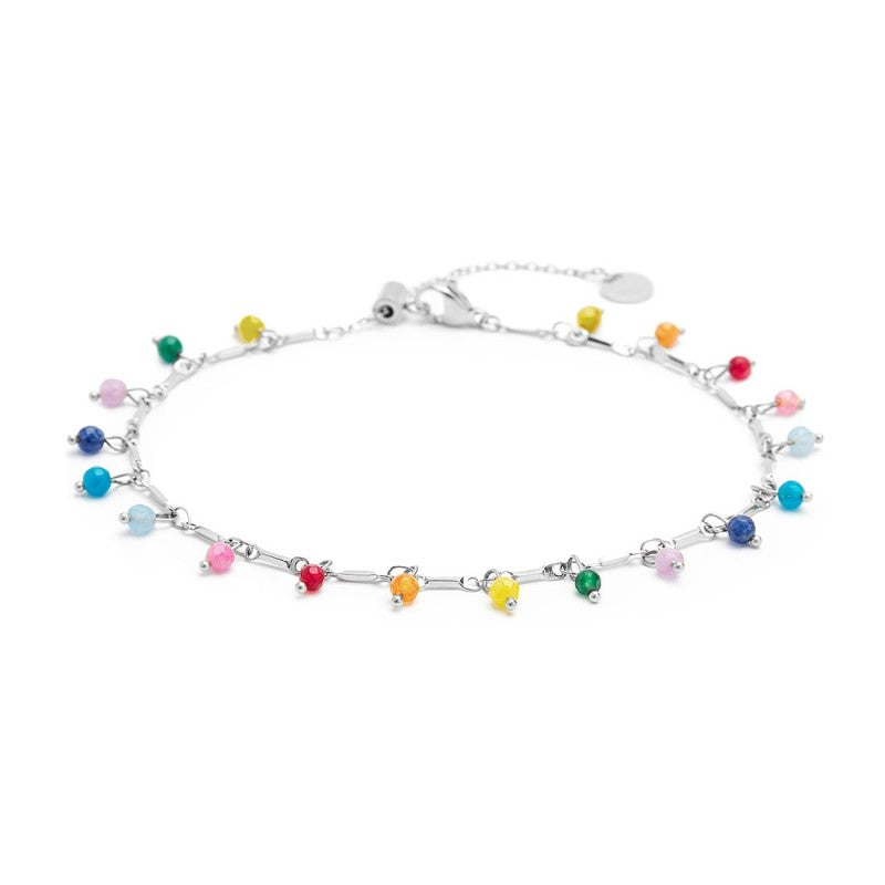 Cavigliera catena con agata colorata pendente - Gioielleria Fondente