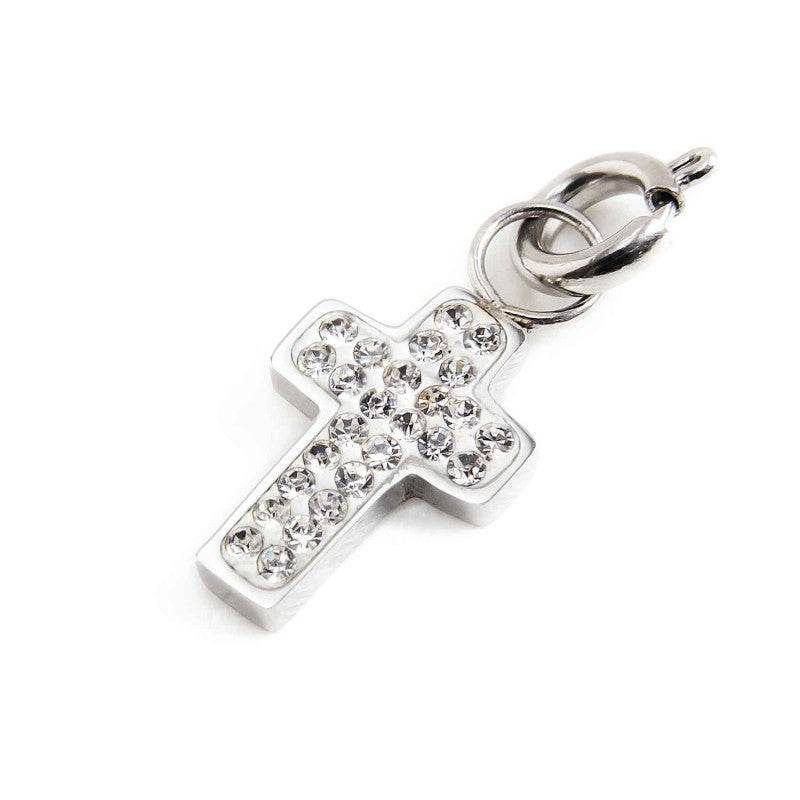 18ch096-w Charm strass bianchi croce