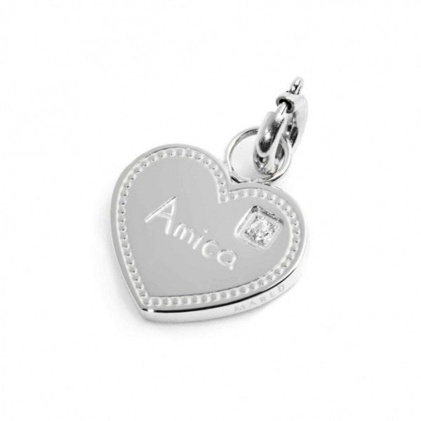 15CH150 CHARM AMICA A FORMA DI CUORE CON CRISTALLO BIANCO