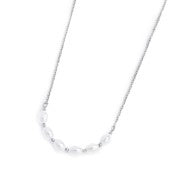 Collana catena cross con perle ovali centrali