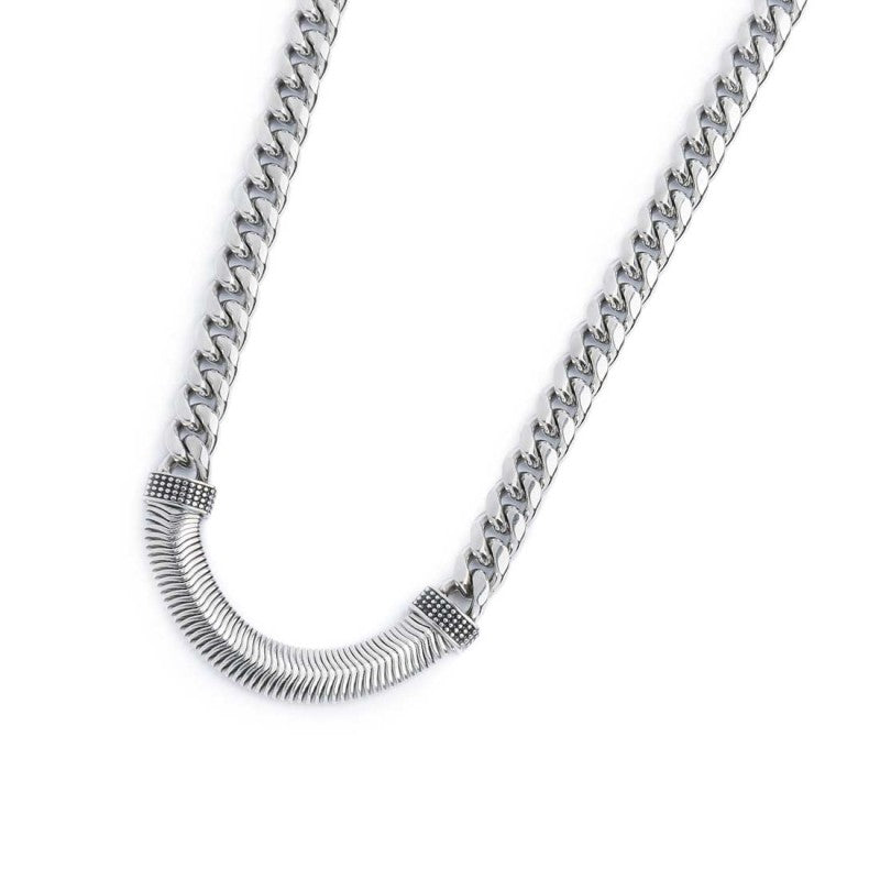 Collana catena cuban con catena snake piatta centrale