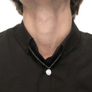 Collana catena grumetta con sfere e perla irregolare pendente