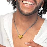 Collana catena mesh con cuore irregolare martellato