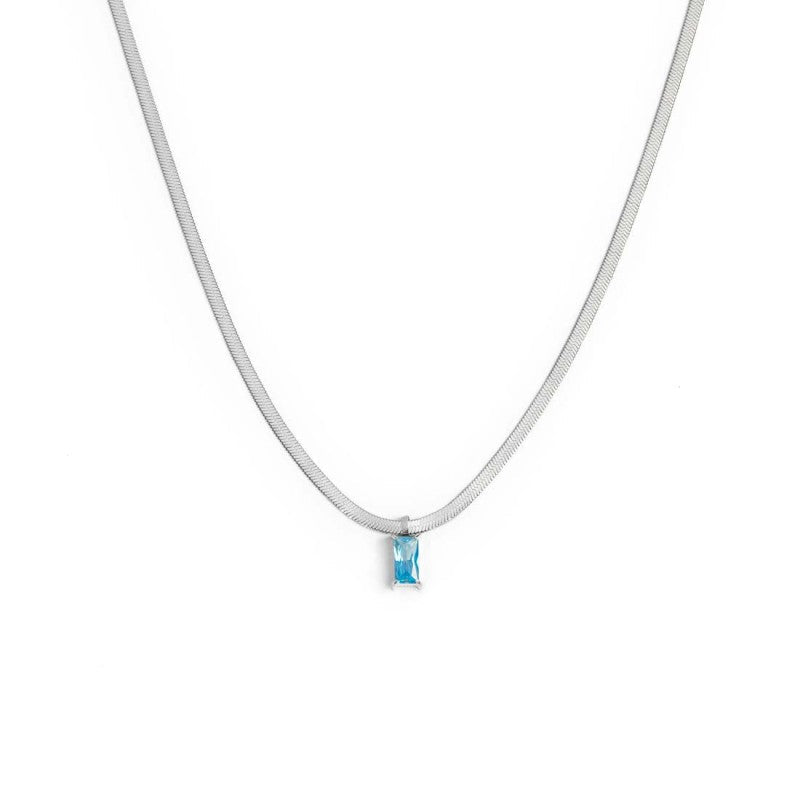 Collana catena snake con zircone baguette - Gioielleria Fondente