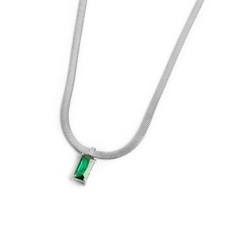 Collana catena snake con zircone baguette - Gioielleria Fondente