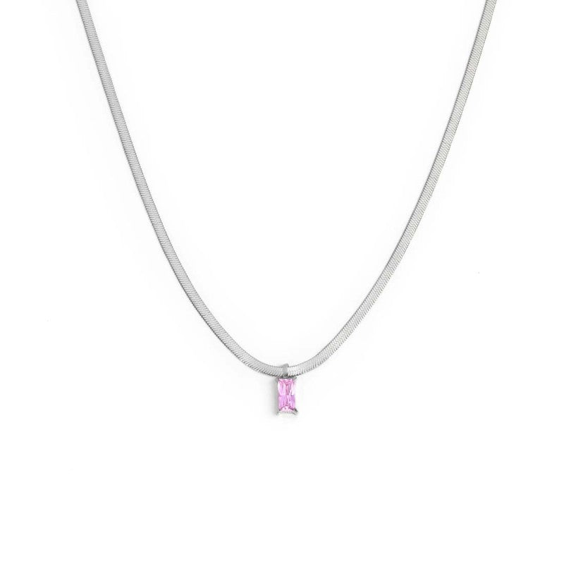 Collana catena snake con zircone baguette - Gioielleria Fondente