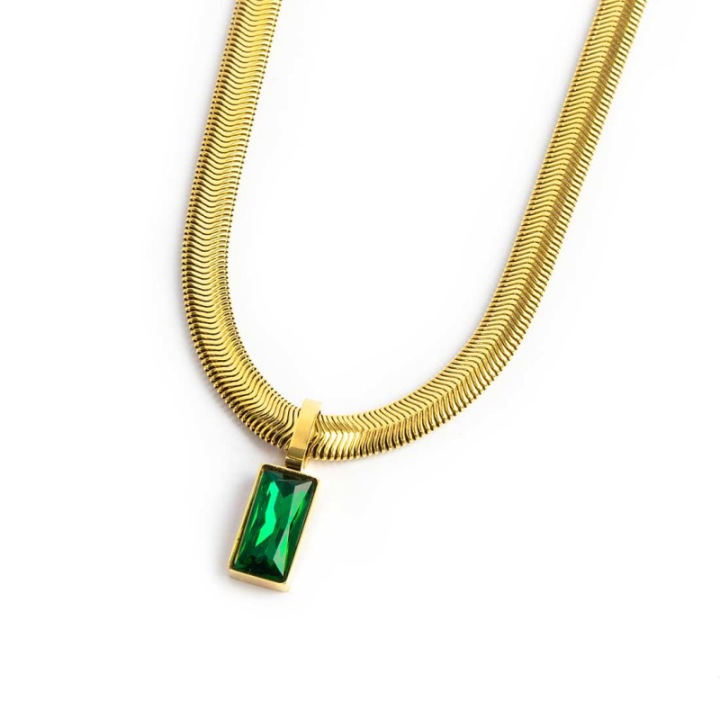 Collana catena snake cristallo baguette centrale - Gioielleria Fondente