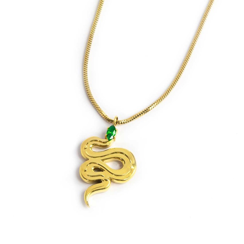 Collana catena snake quadrata con serpente pendente - Gioielleria Fondente