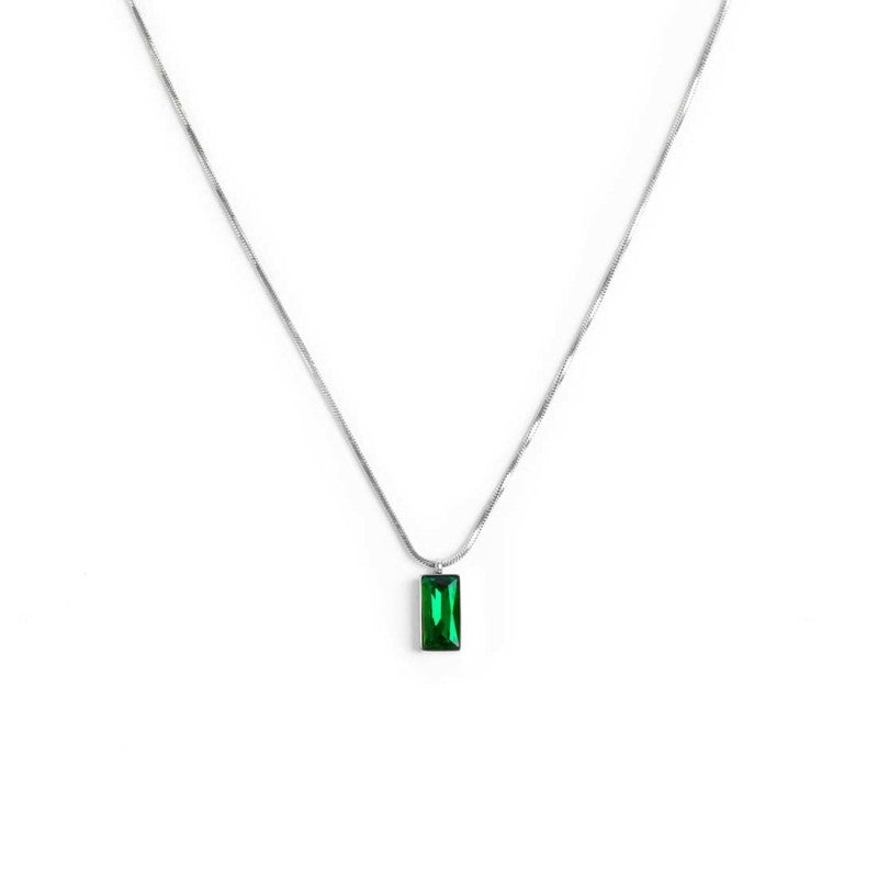 Collana catena snake quadrata cristallo baguette centrale - Gioielleria Fondente