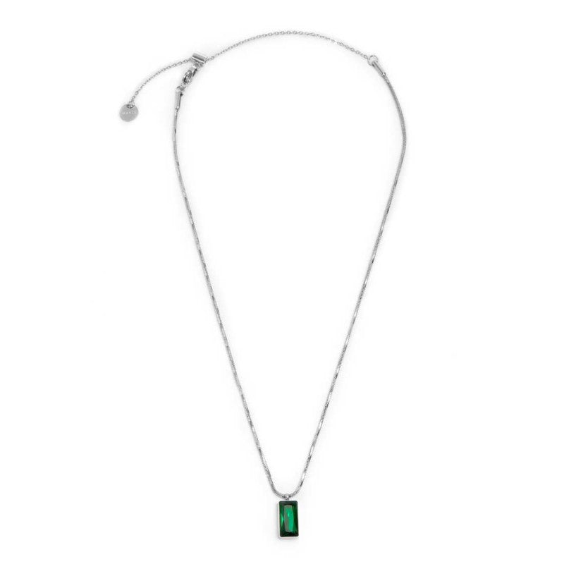 Collana catena snake quadrata cristallo baguette centrale - Gioielleria Fondente