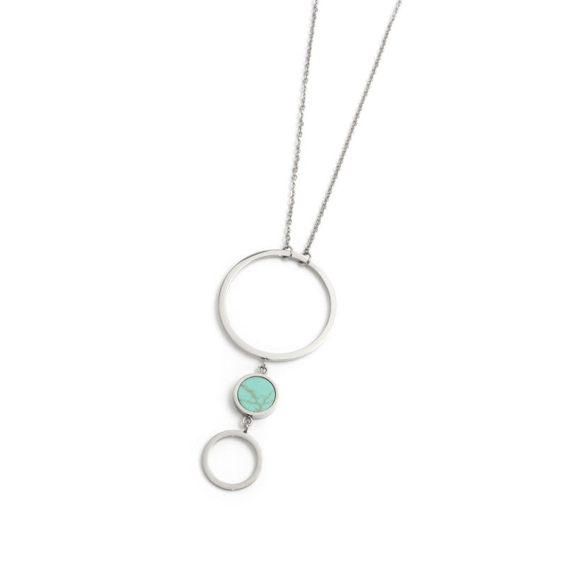 2co0051t Collana cerchi con pietra turchese