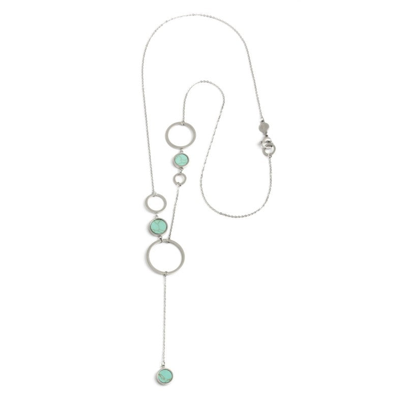 2co0052t Collana cerchi pendente pietra turchese