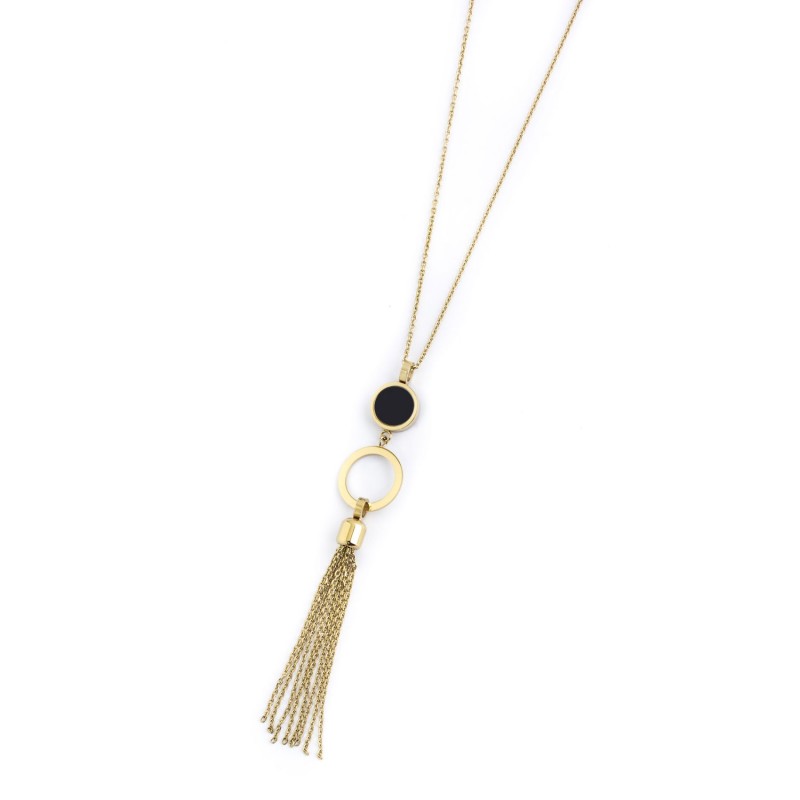 2co0063g-nw Collana con madreperla acrilico nero e nappa