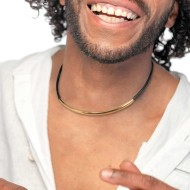 Collana cordino cerato nero con tubolare centrale