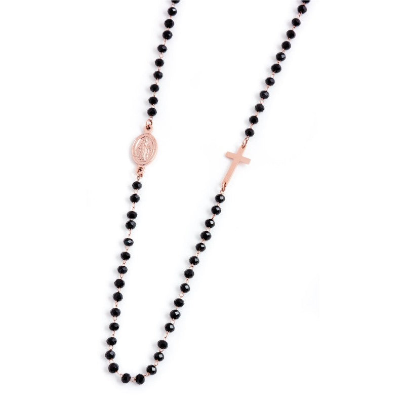 33co0006r-n Collana cristalli neri rosario