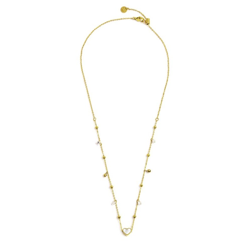Collana cuore madreperla con sfere e zirconi