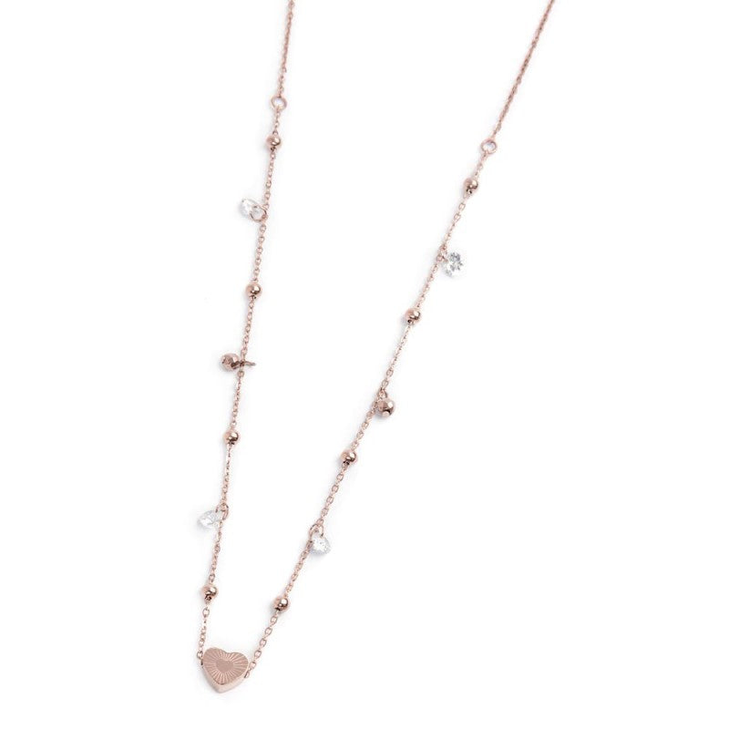 Collana cuore madreperla con sfere e zirconi