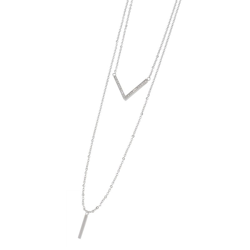 2co0046 Collana doppia con barretta e strass