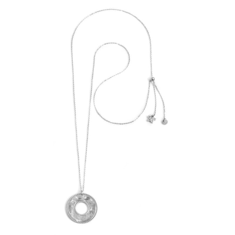 33co0011 Collana pendente circolare martellato