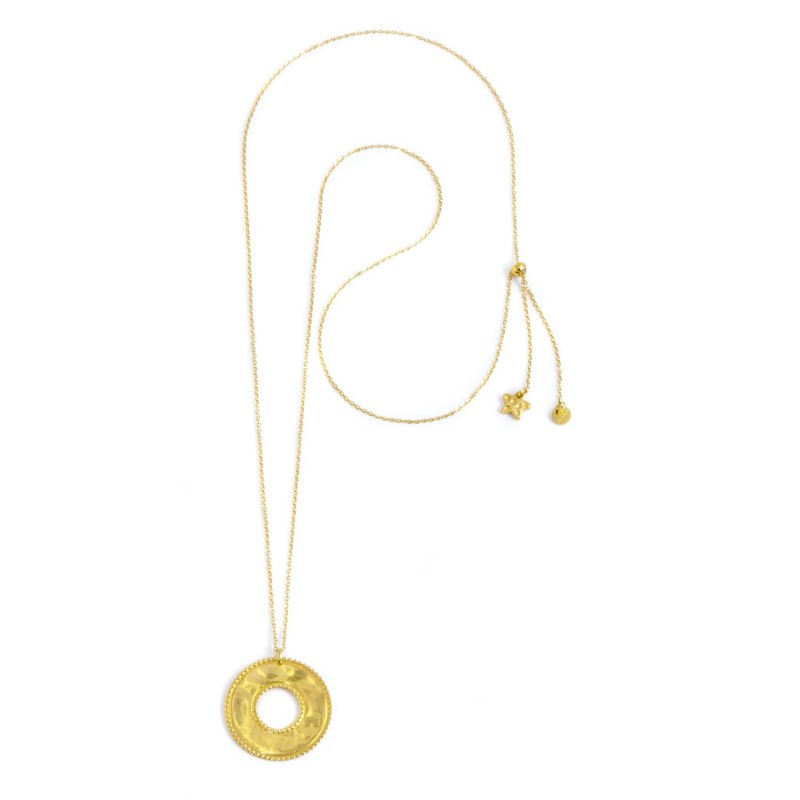 33co0011g Collana pendente circolare martellato
