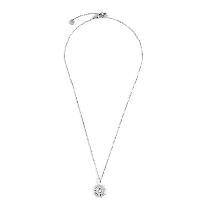 33cn0003 Collana pendente sole cristalli bianchi