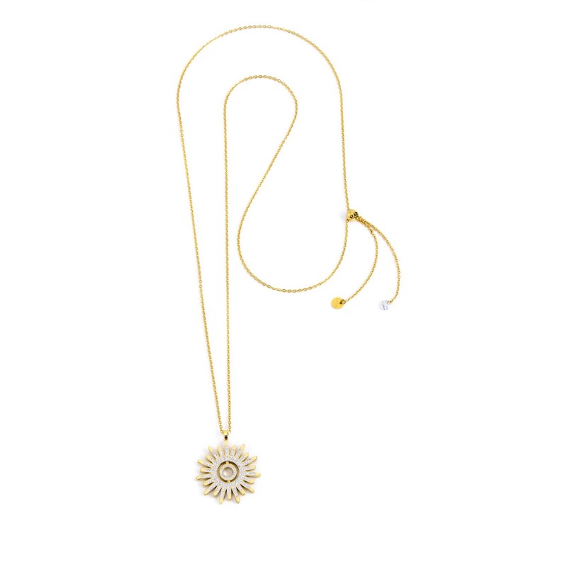 33co0009g Collana pendente sole cristalli bianchi