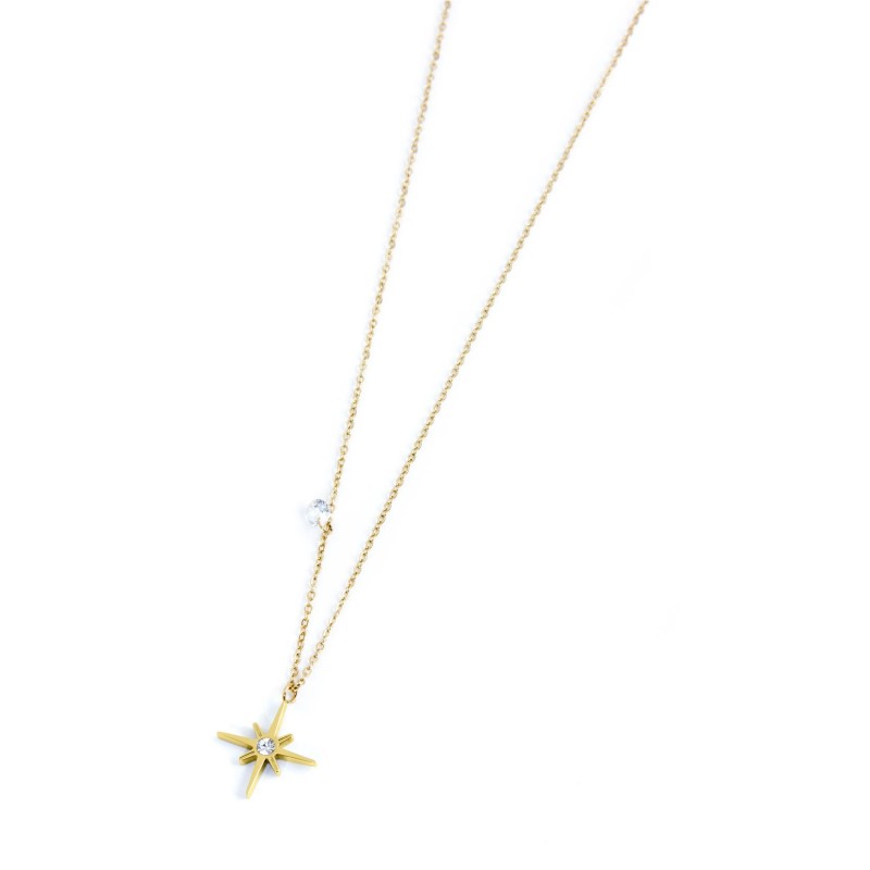 33cn0006g Collana rosa dei venti pendente e cristalli