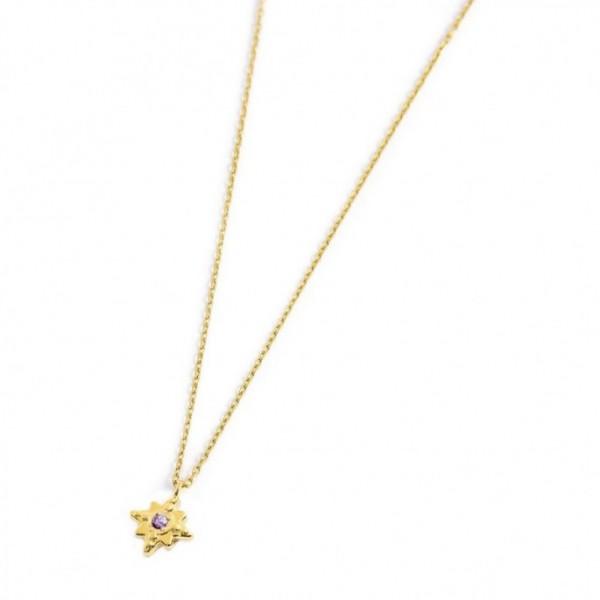 Collana Rosa Dei Venti Pendente Con Zircone Viola - Gioielleria Fondente