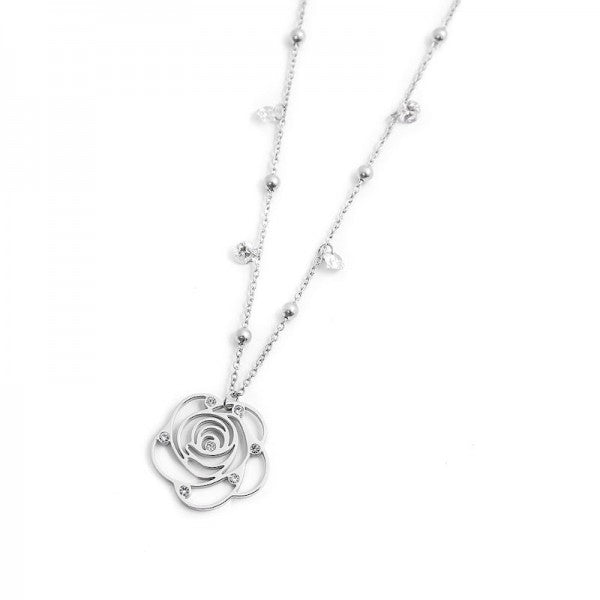 15cn037 Collana con rosa pendente