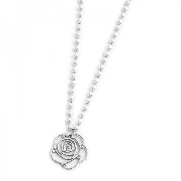 15cn036 Collana con rosa pendente