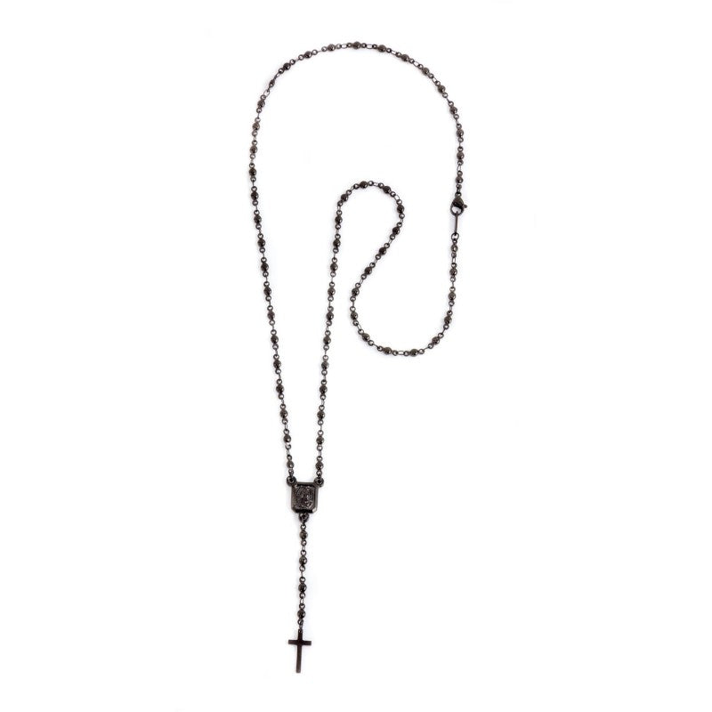 33co0007n Collana rosario acciao rettangolare