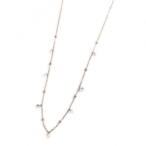 COLLANA ROSE' 45CM CON CRISTALLI BIANCHI E SFERE - Gioielleria Fondente