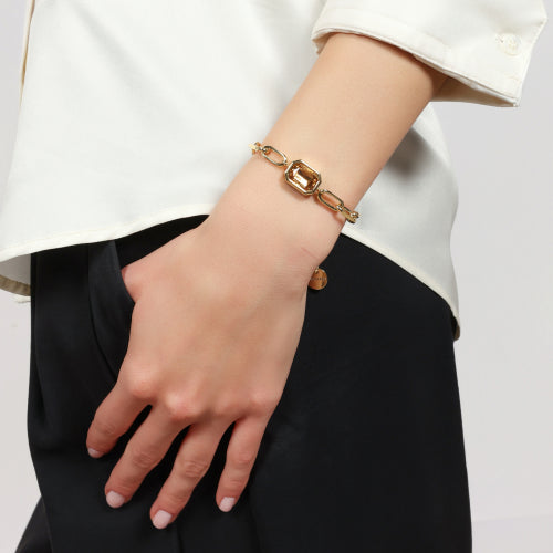 Bracciale Joya catena e cristallo giallo 2822