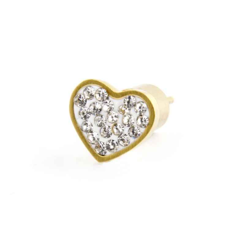 18or068g Mono Orecchino a lobo oro cuore strass