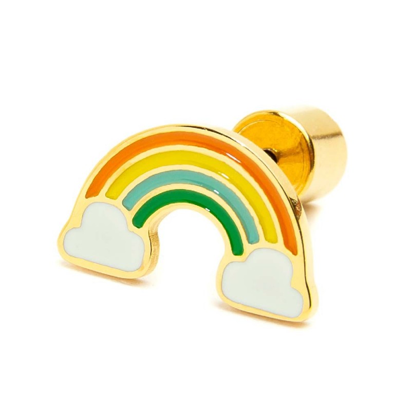 18or074g Mono Orecchino arcobaleno con smalti colorati