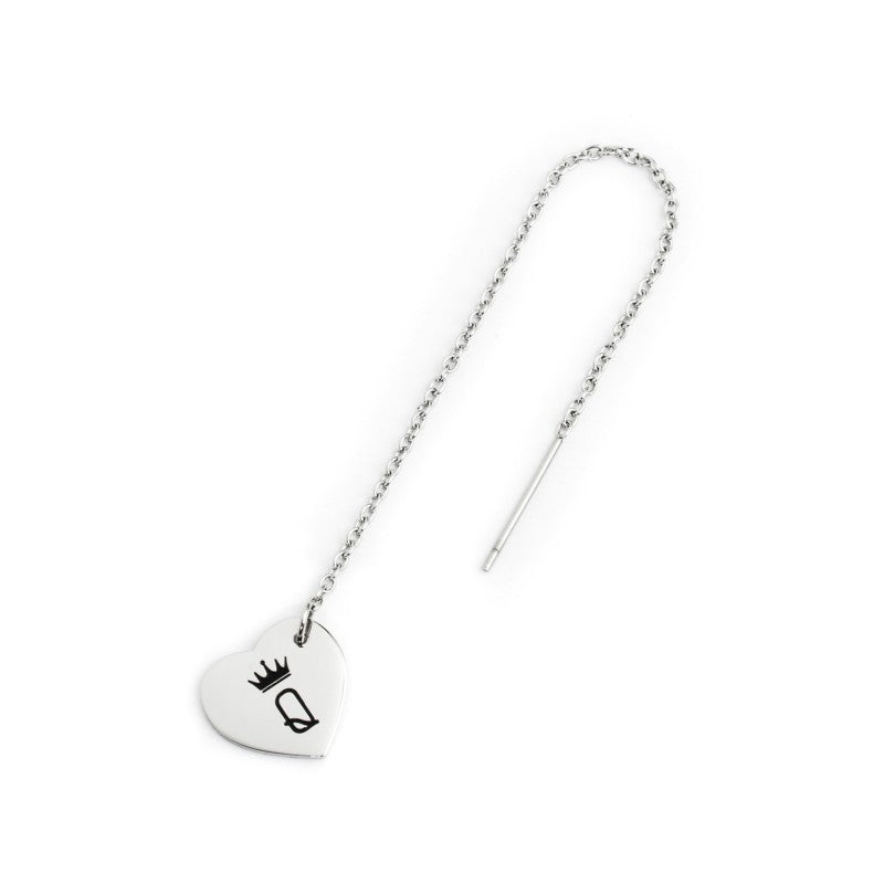 18or056 Mono Orecchino pendente cuore lettera q