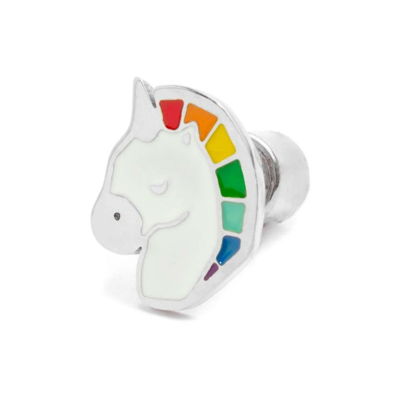 18or072 Mono Orecchino unicorno con smalti colorati