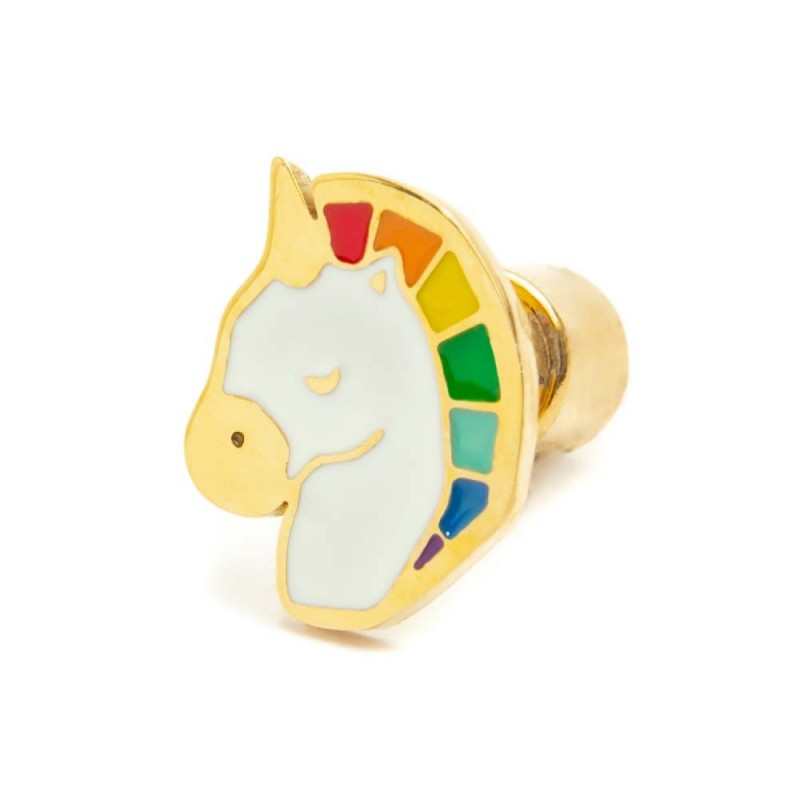 18or072g Mono Orecchino unicorno con smalti colorati