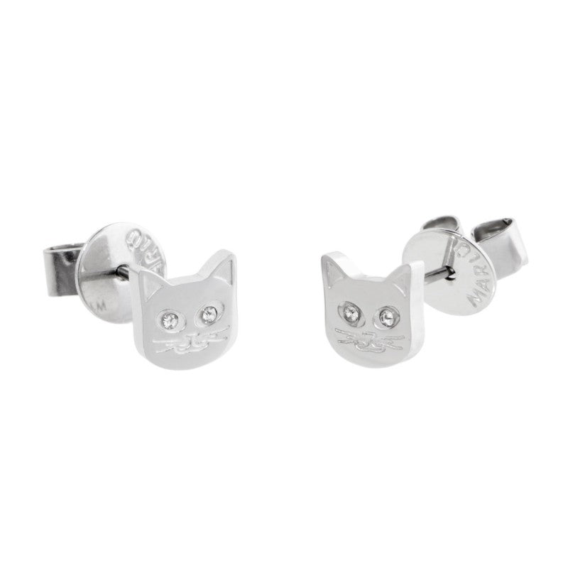 18or045 Orecchini gatto con strass