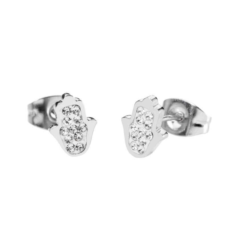 18or029 Orecchini mano di fatima con strass