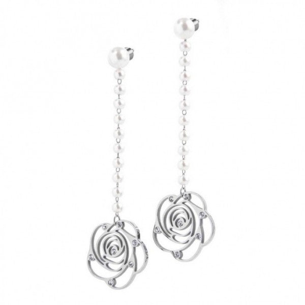 15or020 Orecchini con rosa pendente