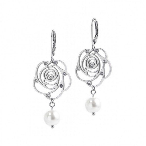 15or021 Orecchini con rosa pendente